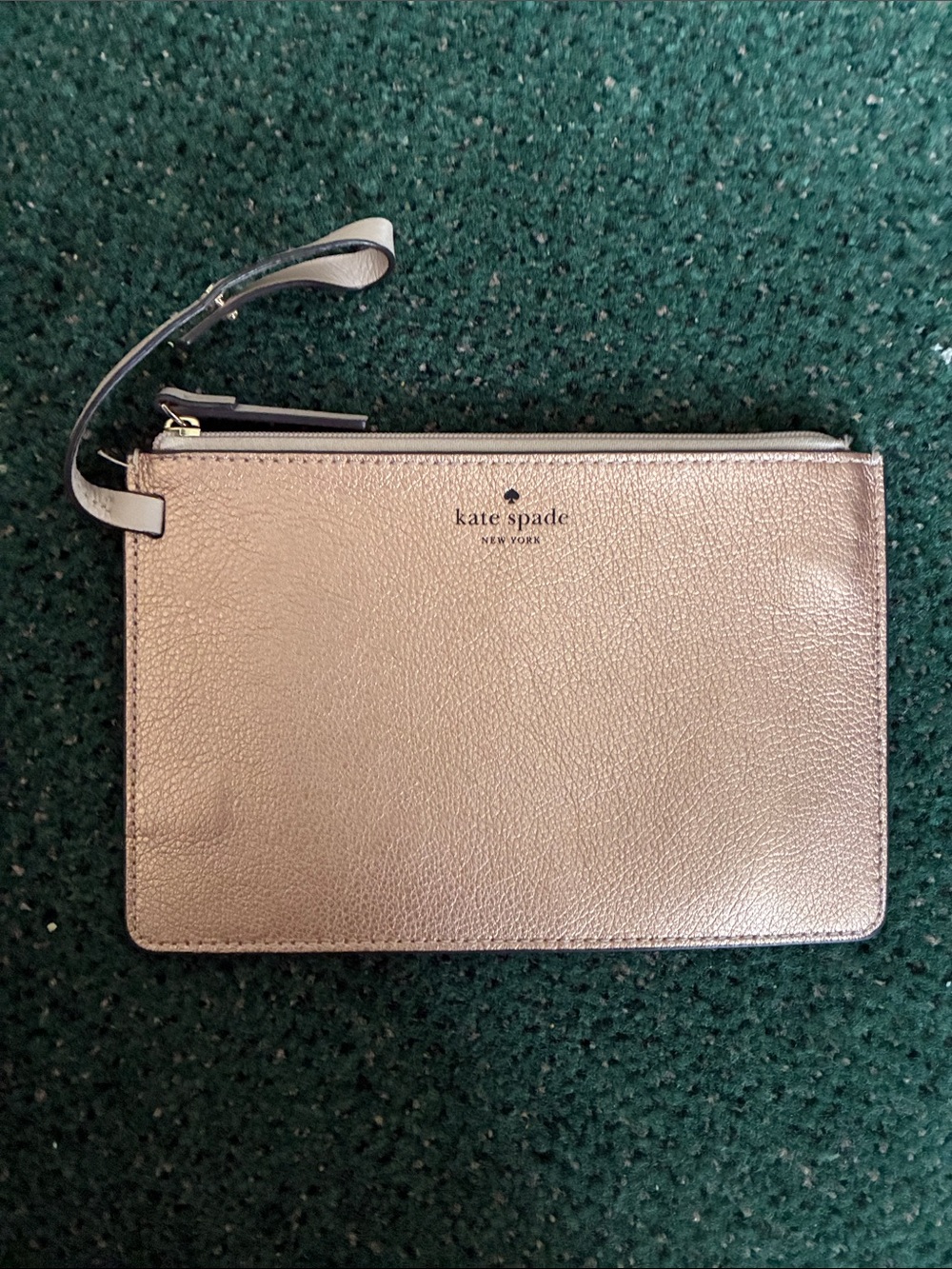 kate spade metallic rose gold wristlet clutch